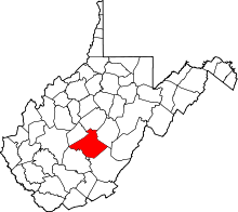 State map highlighting Nicholas County