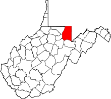 State map highlighting Preston County