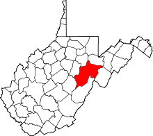 Map of West Virginia highlighting Randolph County