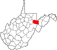 State map highlighting Tucker County