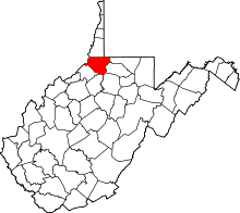 Map of West Virginia highlighting Wetzel County