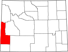 Map of Wyoming highlighting Lincoln County