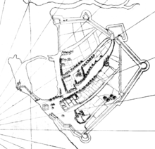 A black and white map of Portsmouth dated around 1540.