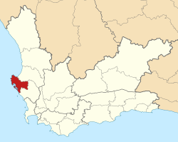 The Saldanha Bay Local Municipality is located on the Cape West Coast Peninsula and around Saldanha Bay, on South Africa's West Coast in the Western Cape province, to the north of Cape Town.