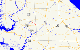 A map of the inland Eastern Shore of Maryland showing major roads.  Maryland Route 577 runs from Reliance to Federalsburg.