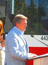 Tory speaks at a ceremony at the Distillery Loop in Toronto, June 2016