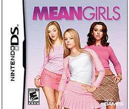 Video game box art. The Plastics, the bad girls in school, strut and stare into the camera.