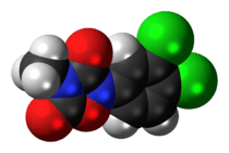 Space-filling model of the methazole molecule