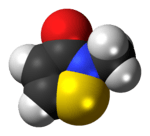 Space-filling model of the methylisothiazolinone molecule