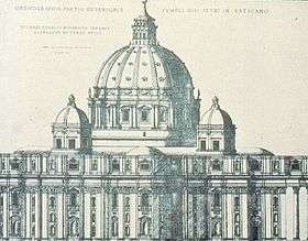 This engraving shows the chancel end of the building much as it was built, except that the dome in this picture is completely semi-circular, not ovoid