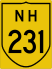 National Highway 231 marker