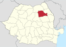 Administrative map of Romania with Neamț county highlighted