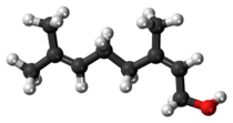 Ball-and-stick model of the nerol molecule