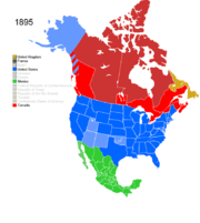 Map showing Non-Native American Nations Control over N America c. 1895