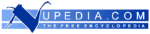 Logo reading "Nupedia.com the free encyclopedia" in blue with large initial "N"