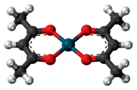 Ball-and-stick model of the palladium(II) acetylacetonate complex