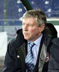 A colour photograph of Vladimir Petrović, managing the Serbian national team.