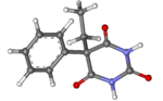 3D ball-and-stick model of phenobarbital