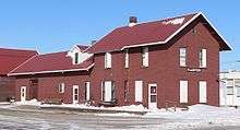 Two-story brick depot building