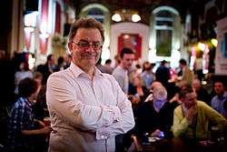 photo of Chris French in 2011 at a Skeptics in the Pub event held by the Merseyside Skeptics Society