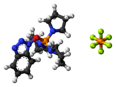 Ball-and-stick model of the component ions of PyBOP