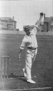 A man bowling a cricket ball