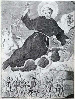 Cardinal Fabrizio Ruffo leading the Sanfedisti in 1799, protected by Saint Anthony