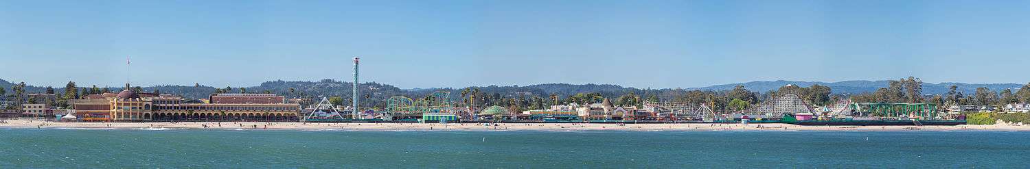 A panoramic view of the Boardwalk from the pier