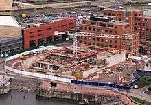 Aerial view of a construction site