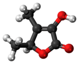 Ball-and-stick model of the sotolon molecule