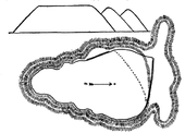 A sketch of Spanish Hill with lines indicating structures built on the hill