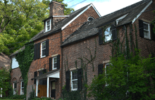 A two-story brick house