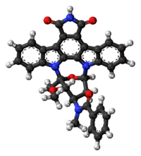 Ball-and-stick model of the stauprimide molecule