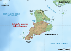 Distribution map of Tukutuku rakiurae in Stewart Island.