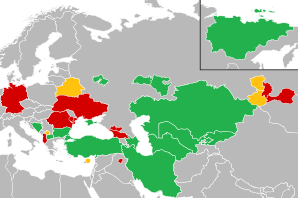 A coloured map of the countries of Europe