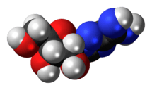 Ball-and-stick model of the taribavirin molecule