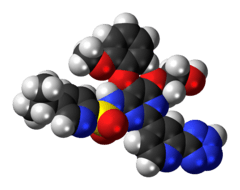 Space-filling model of the tezosentan molecule