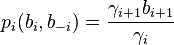 p_i(b_i, b_{-i}) = \frac{\gamma_{i+1}b_{i+1}}{\gamma_i}