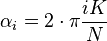 \alpha _i = 2\cdot \pi \frac{iK}{N}