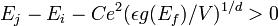  E_j-E_i-C e^2 (\epsilon g(E_f)/V)^{1/d} >0 