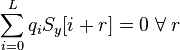 \sum_{i=0}^L q_i S_y[{i+r}]=0 \;\forall \; r