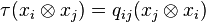 \tau(x_i\otimes x_j)=q_{ij}(x_j\otimes x_i) \, 